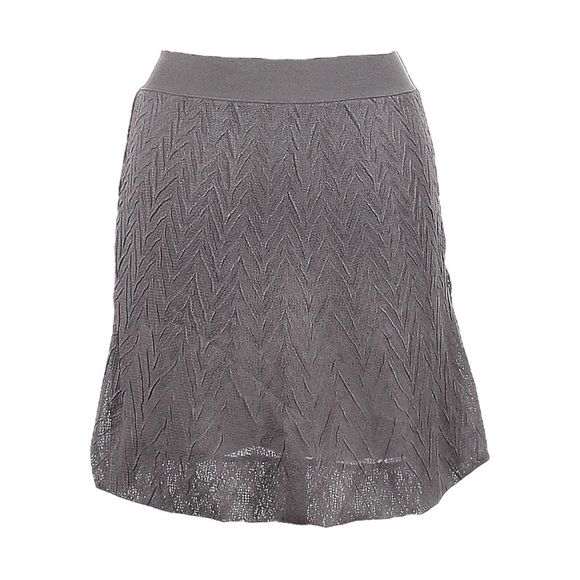 Aviu Gray Chevron Knit Mini Skirt 8 IT 44 Bubble Hem Elastic Waist Made in Italy - Picture 3 of 11